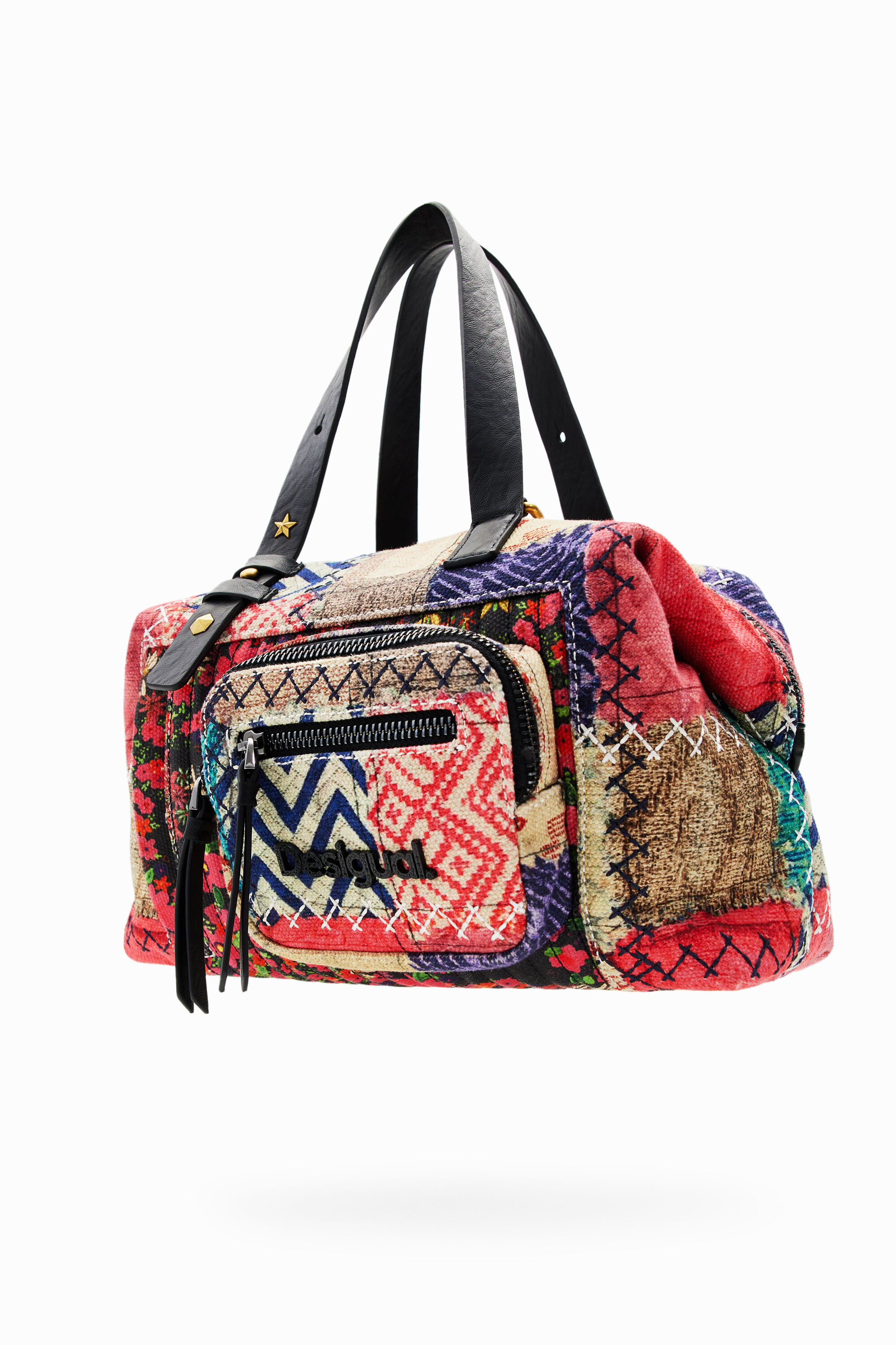 Bolsa mediano remendo de tela