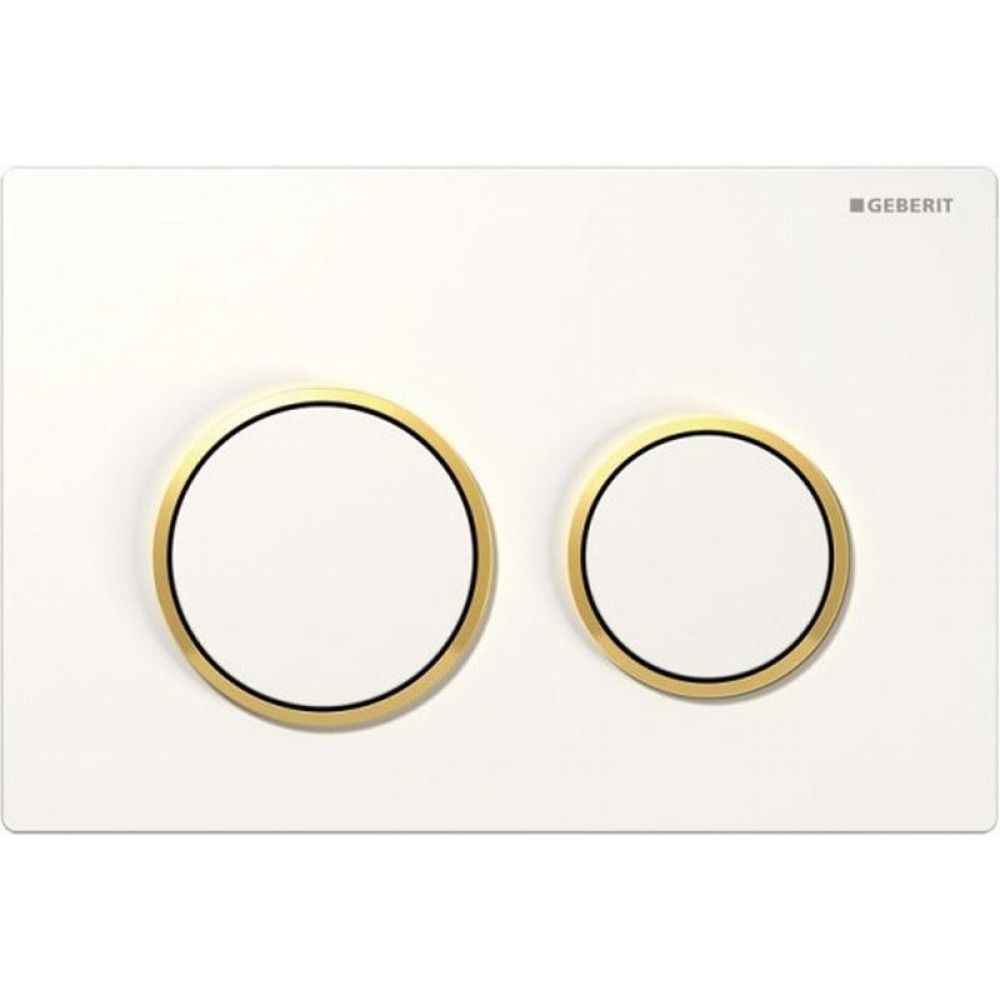 Geberit Omega 20 drukplaat glans wit met gouden knoprand