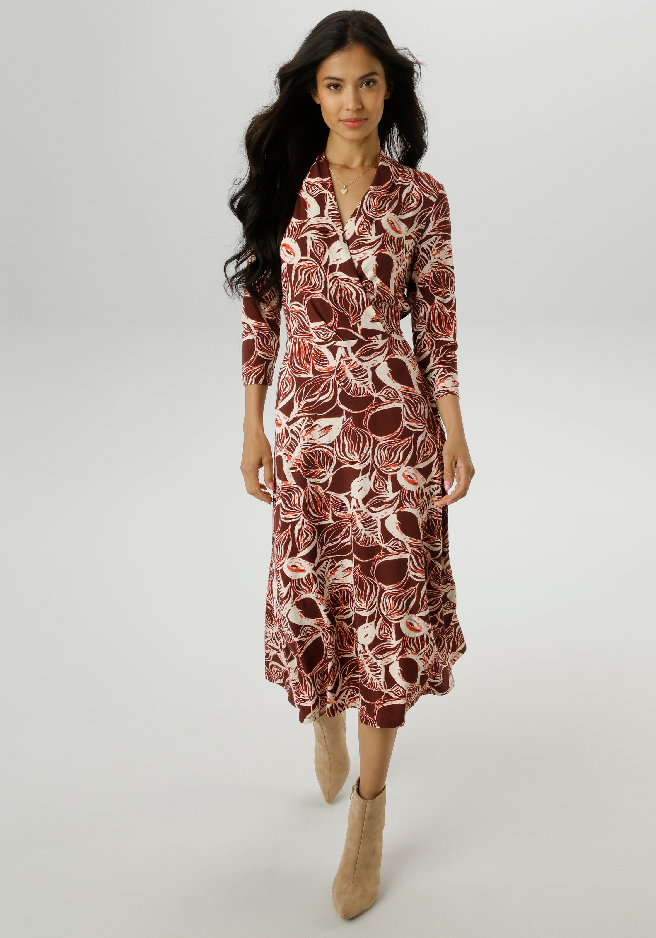 Aniston SELECTED Jerseykleid mit V-Ausschnitt in Wickeloptik und Bindedetail - NEUE KOLLEKTION