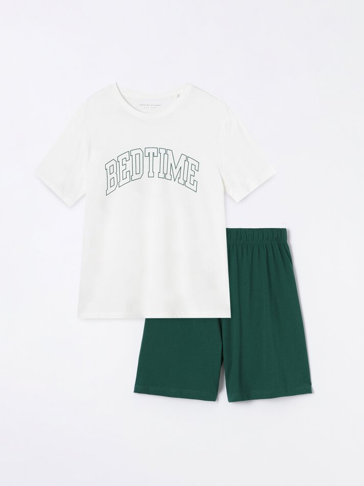 Conjunto de pijama curto - Branco-creme