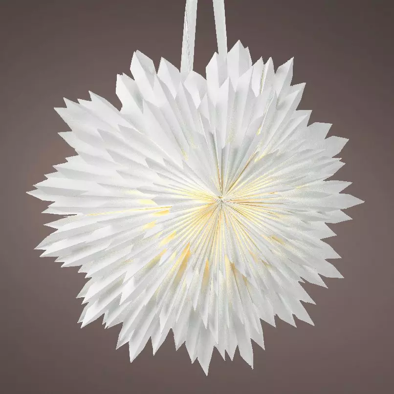 Suspension lumineuse papier Origami (D60 cm) Flocon Blanc