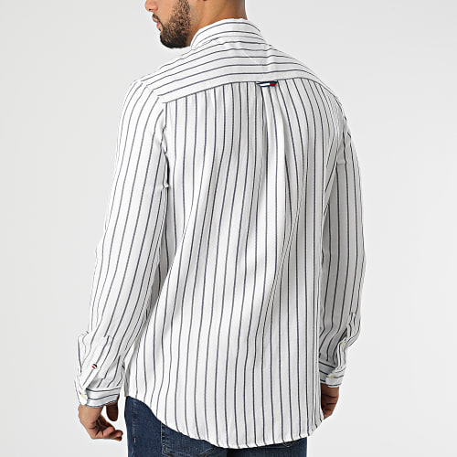 Surchemise Tencel Stripe 2342 Blanc Bleu Marine