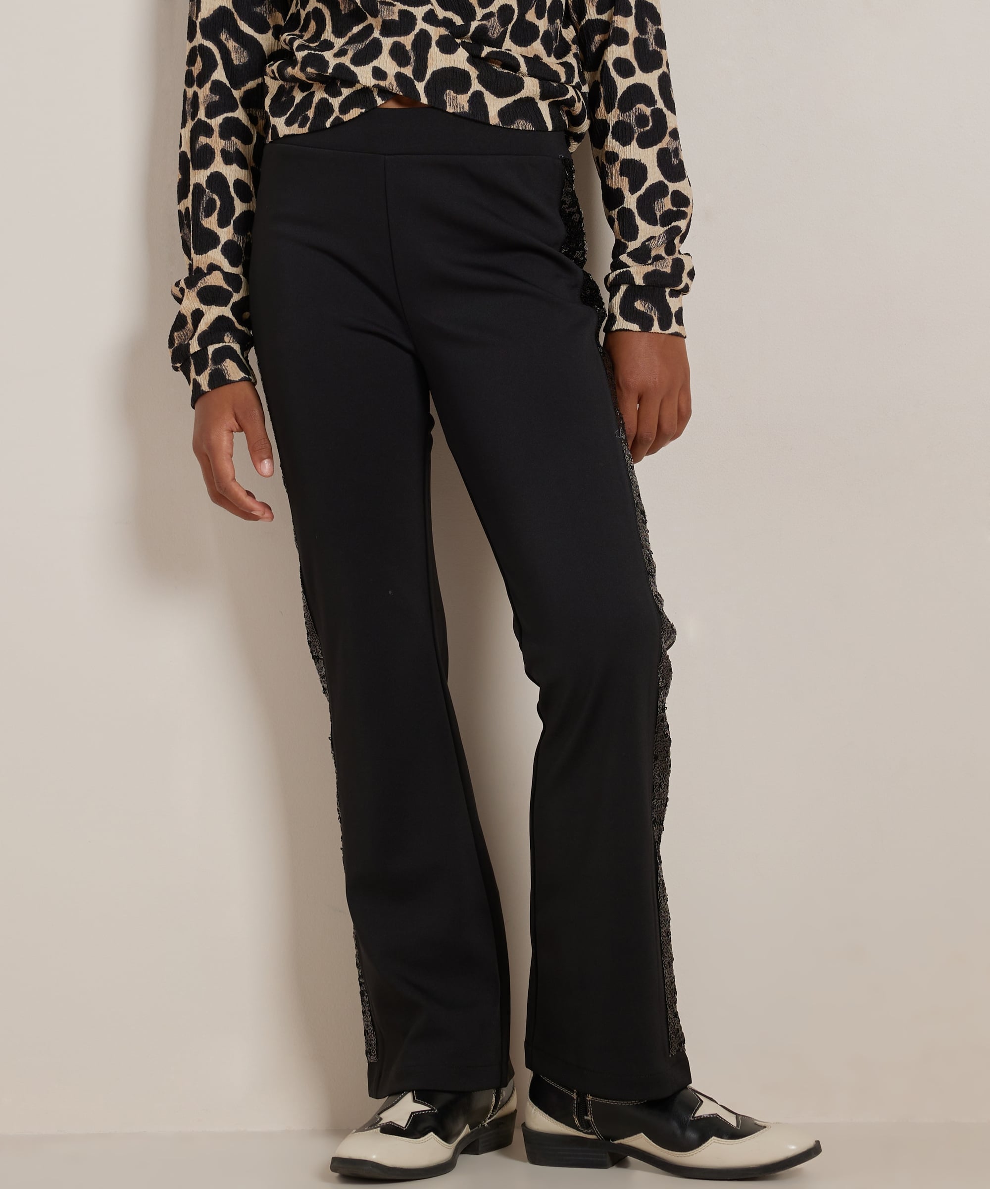 flared fit broek pailletten baan
