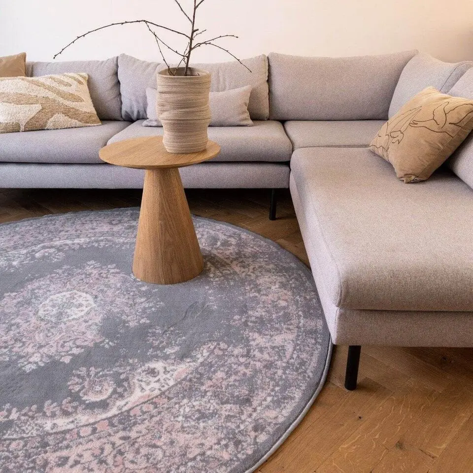 Interieur05 rond vloerkleed Keshan grijs - 190 x 190 cm