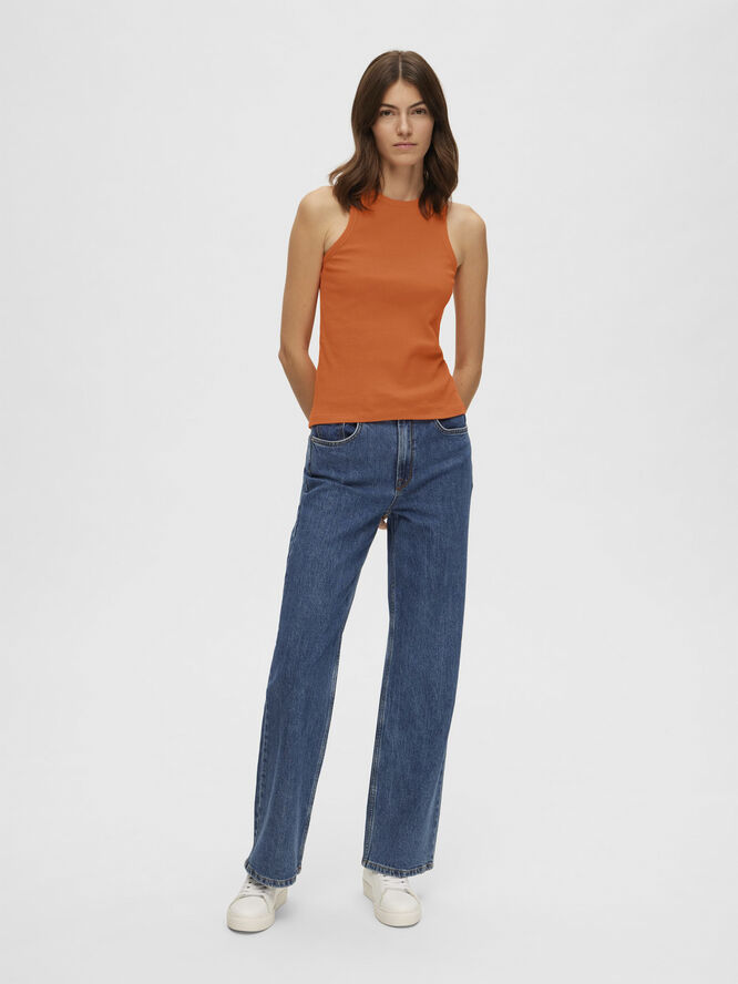 Selected Femme SLFANNA O-NECK TANK TOP NOOS Orangeade