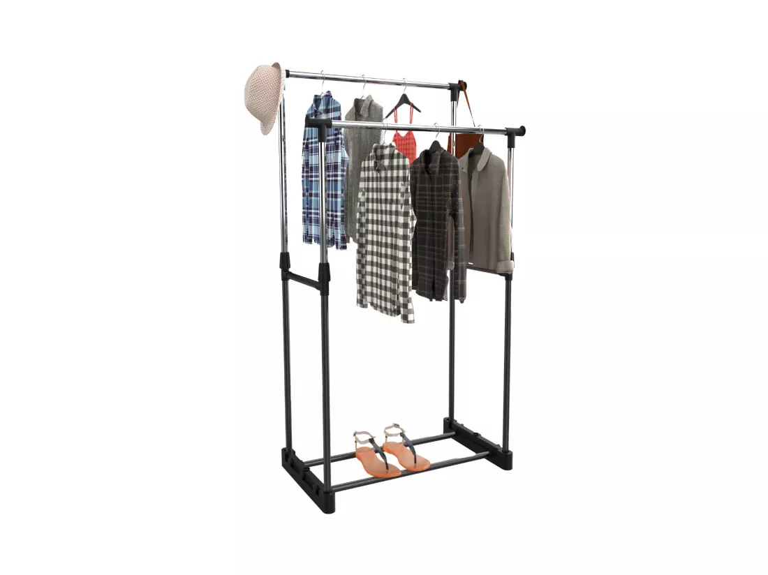 Porte-manteau double Donkey Steak gris 74x42x157cm Thinia Home