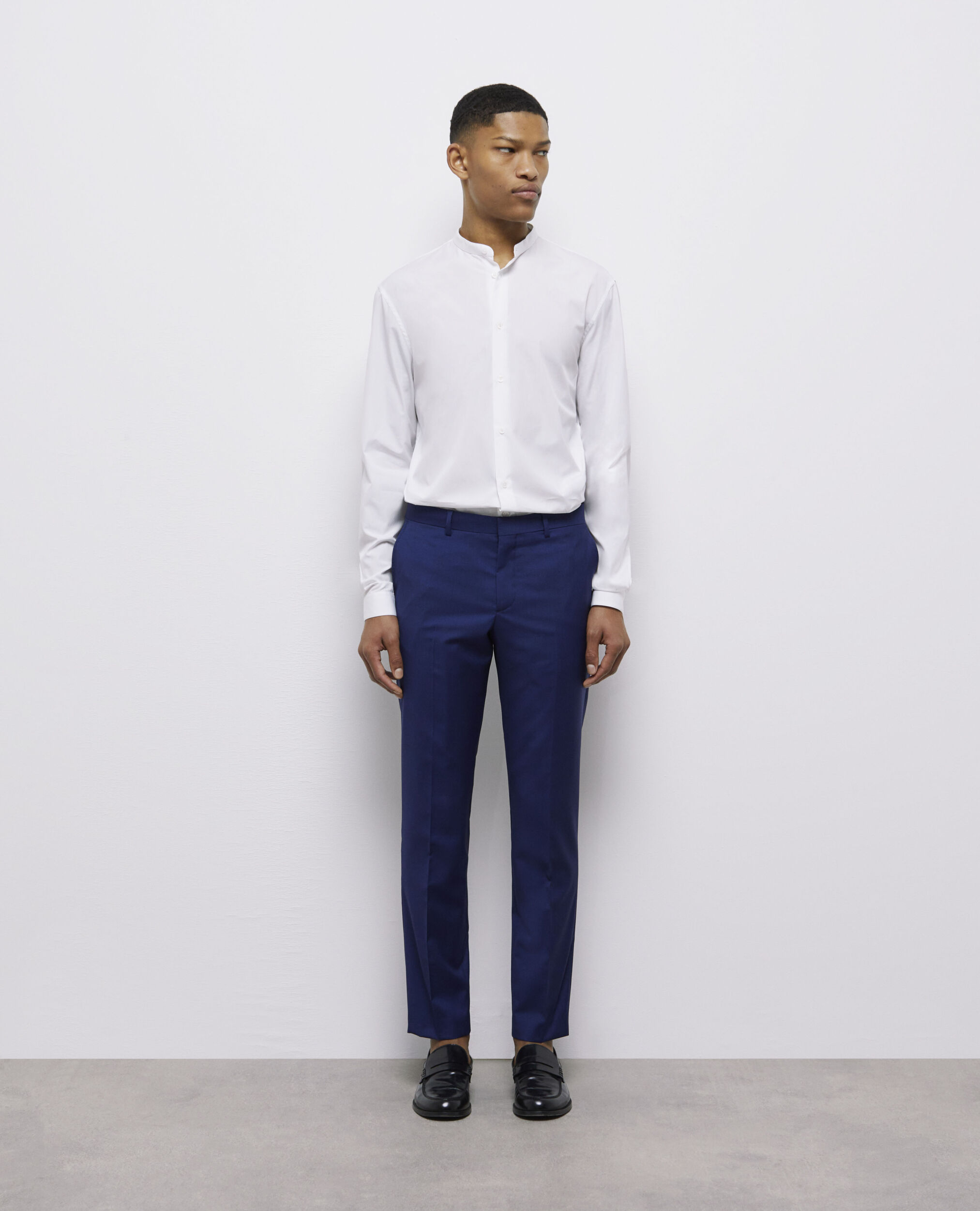Pantalon de costume micro motif bleu marine
