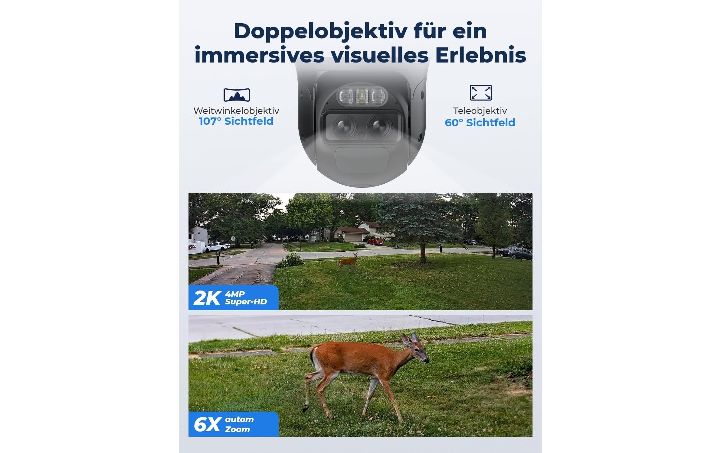 Netzwerkkamera Trackmix B770 2K<br>Intelligente WLAN-Batteriekamera mit Auto-Zoom und -Tracking