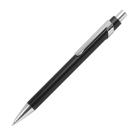 Macma Kugelschreiber aus Metall mit silbernen Applikationen, schwarz, 10 Stück