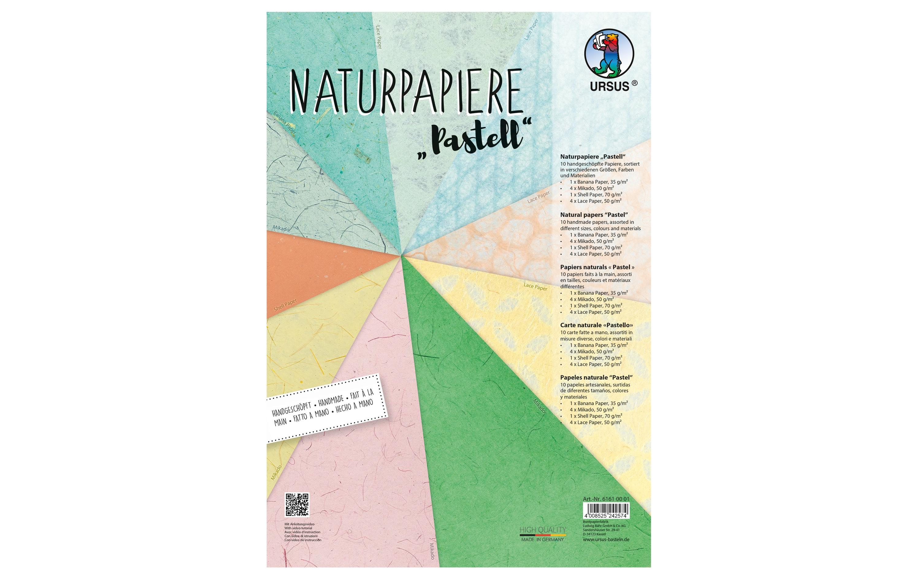 Bastelpapier Naturpapier Pastell 23 x 33 cm, 70 g/m², 10 BlNaturpapier sortiert in verschiedenen Grössen
