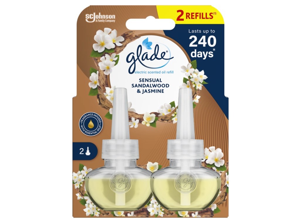 AMBIENTADOR GLADE ELÉCTRICO RECARGA DUPLA SANDALWOOD 2X20ML