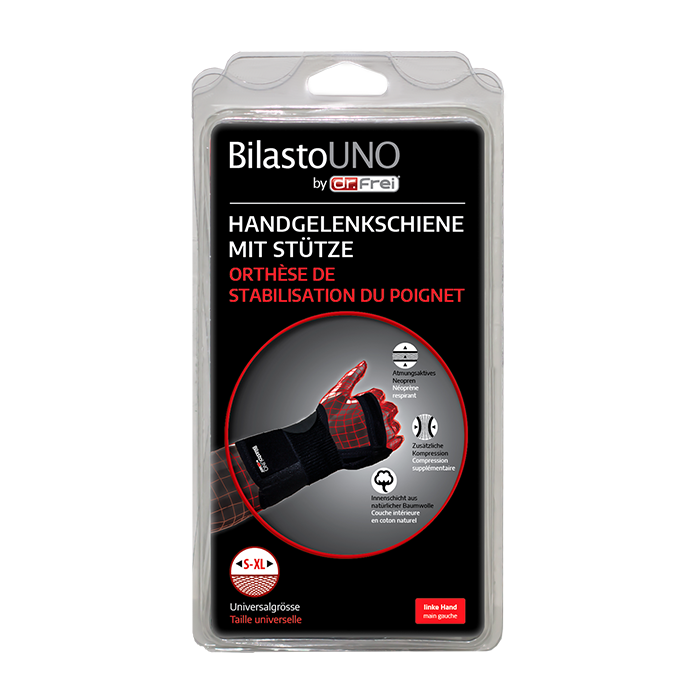 BILASTO Uno Handgelenkschiene<br>1 Stück, S-XL, links mit Stütze und Velcro