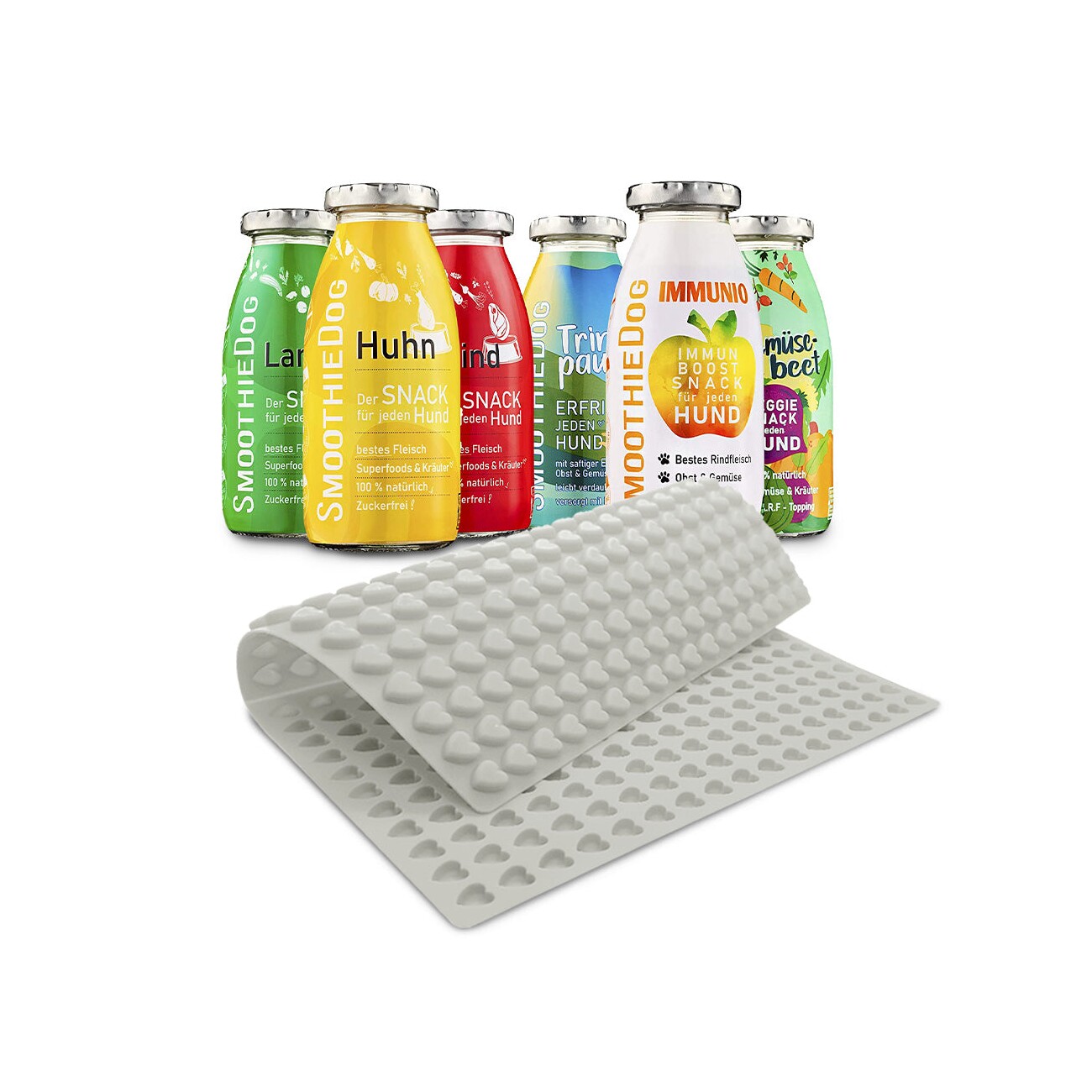 SmoothieDog 6er Pack Mix 6x 250ml + Trixie Backmatte Grau