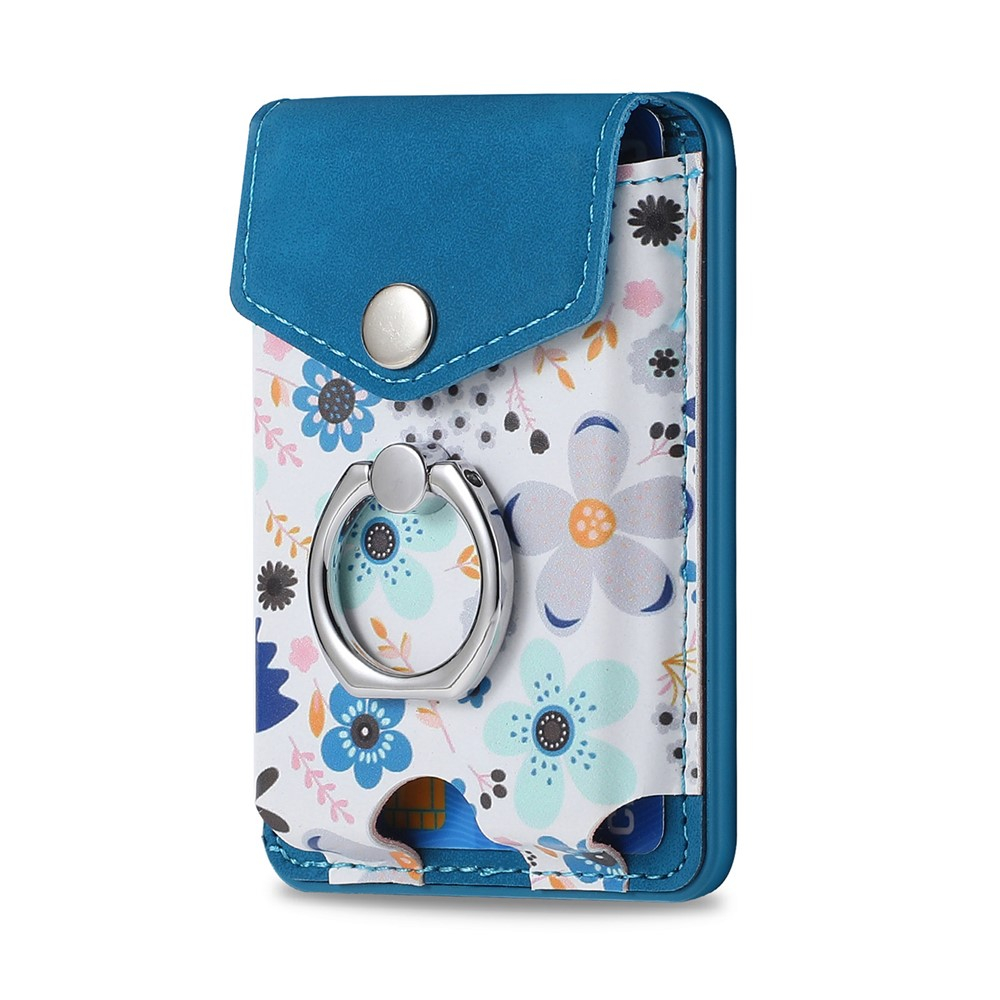 Magnetische MagSafe Wallet Kreditkarten Halterung mit Finger Griff Ring Halterung   Druckknopfverschluss - Blau