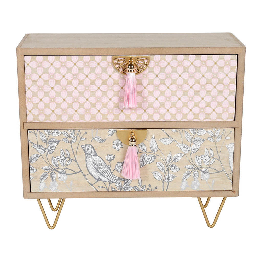 Rangement sur pied charme 2 tiroirs 22.3x25x10cm