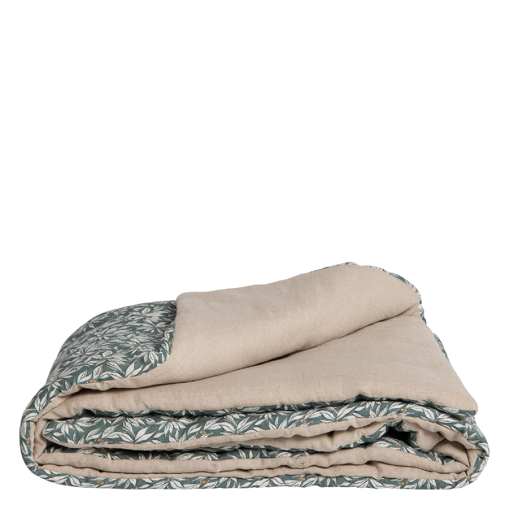 Sur-matelas imprimé floral en lin| Vert