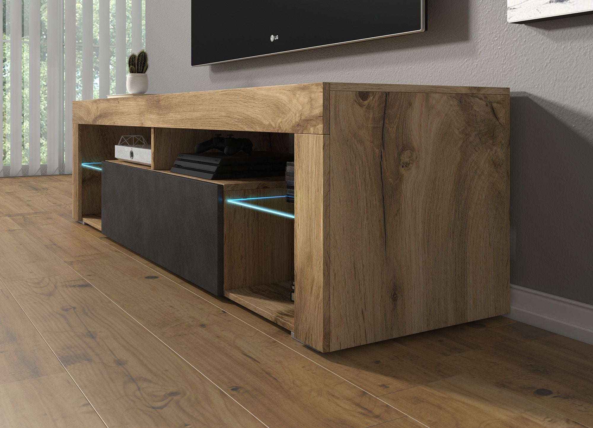 Fancy - TV-Meubel - Grijs/eiken - 140 cm