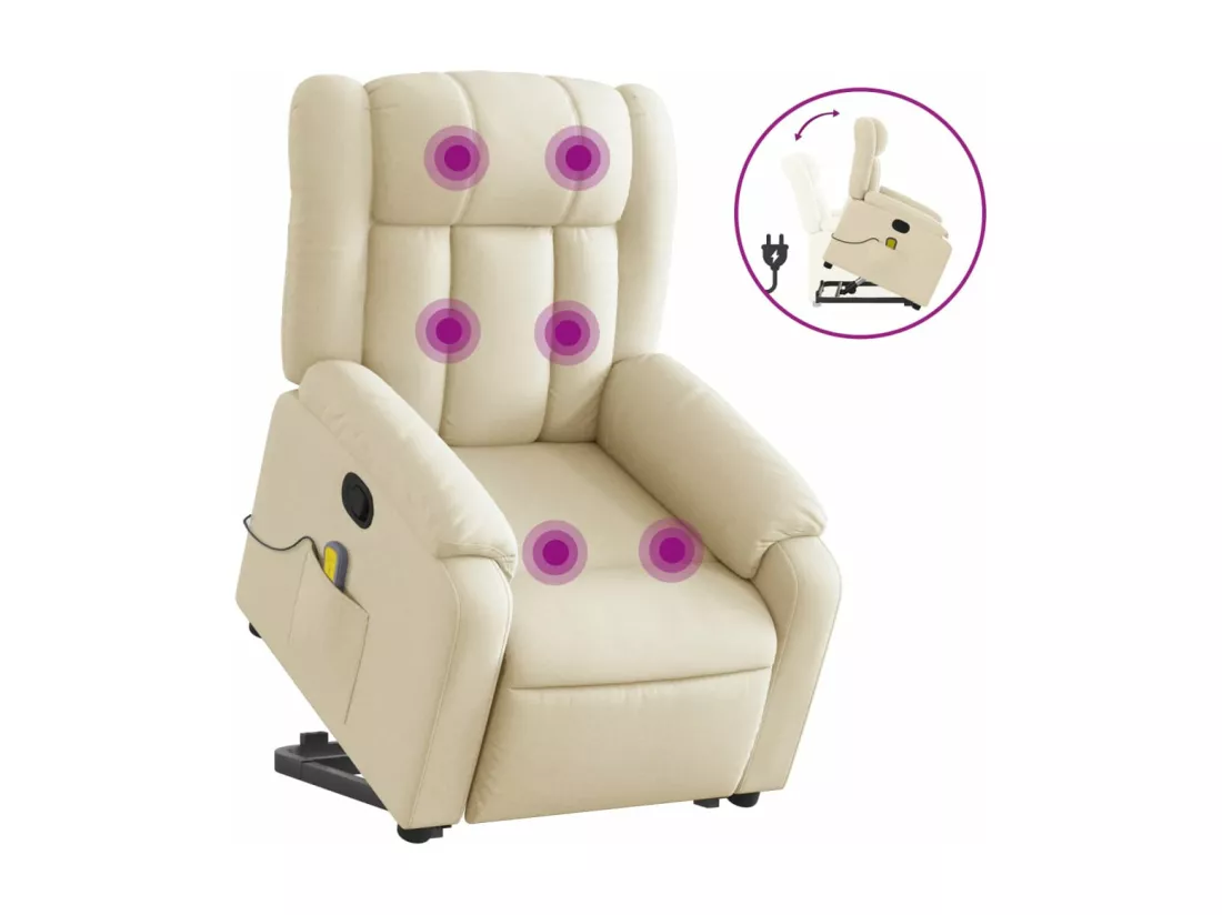 Fauteuil inclinable de massage Crème Tissu