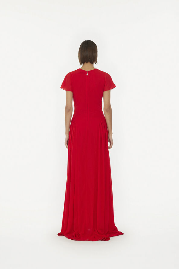 ROTATE Birger Christensen MAXI V-NECK DRESS Racing red