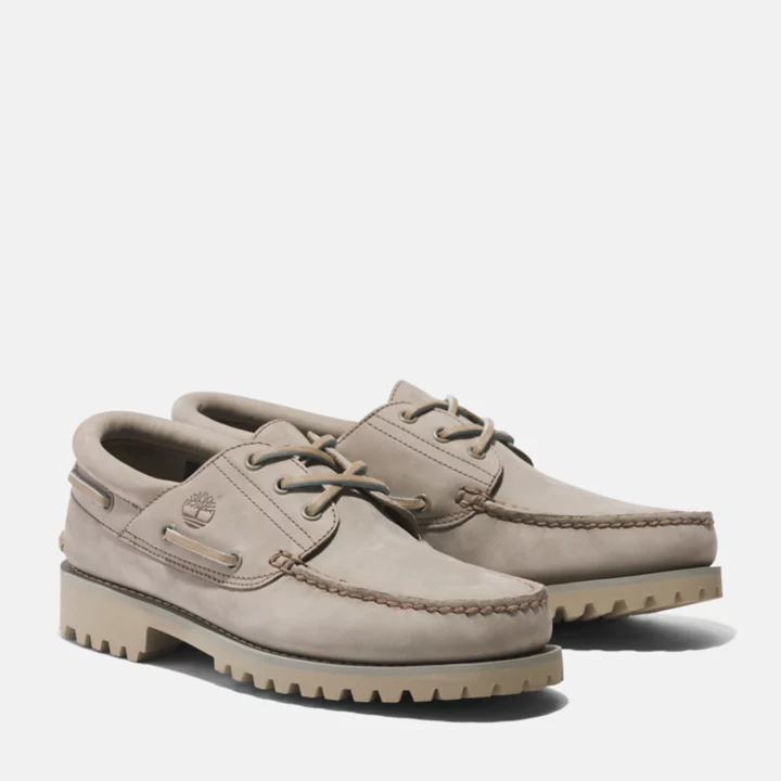 Chaussure bateau authentique cousue main Timberland pour homme en taupe clair