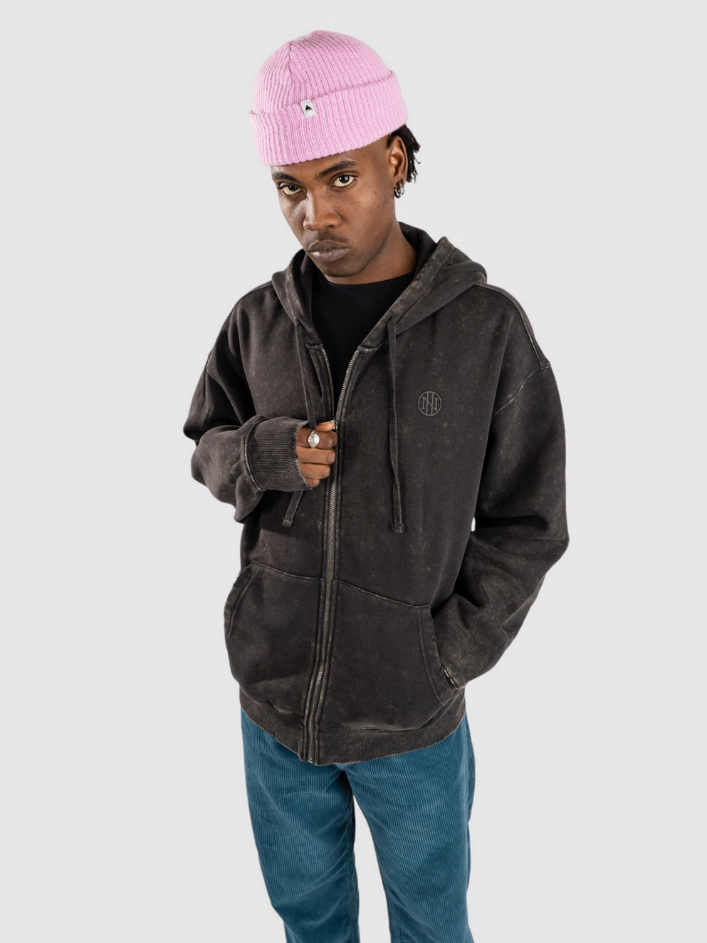 Ninth Hall Fundamental Zip Hoodie ash mineral wash
