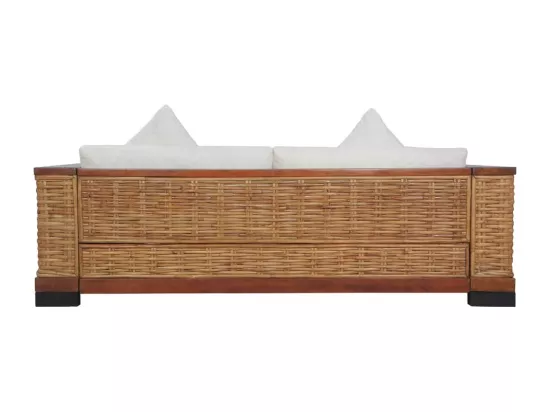 Ensemble de canapés 2 pcs avec coussins Marron Rotin naturel