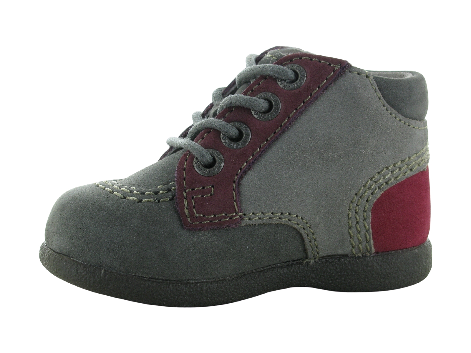 Kickers-BABYSTAN Nubuck Gris-Rose