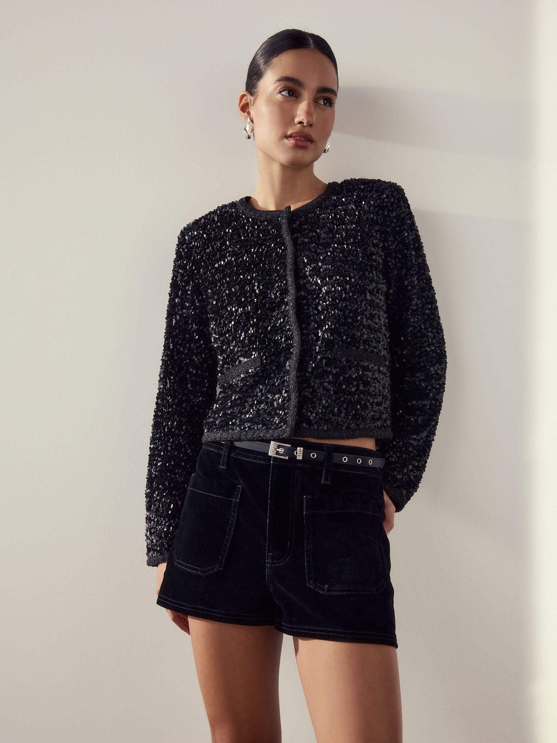 Zwart - Sparkle Buckle Satin Skinny Belt