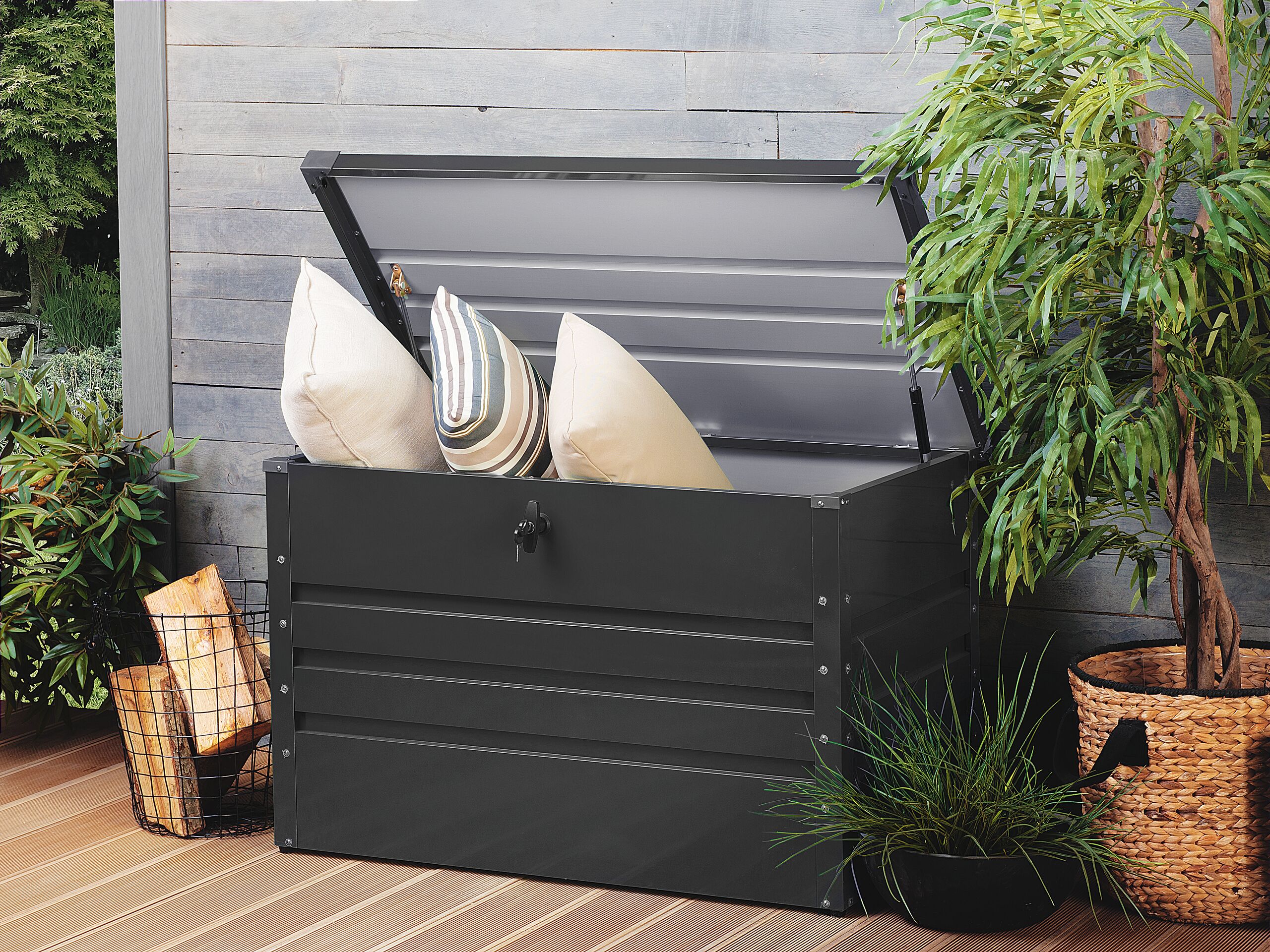 Beliani - CEBROSA S - Kussenbox - Grafietgrijs - 300 L -  Staal