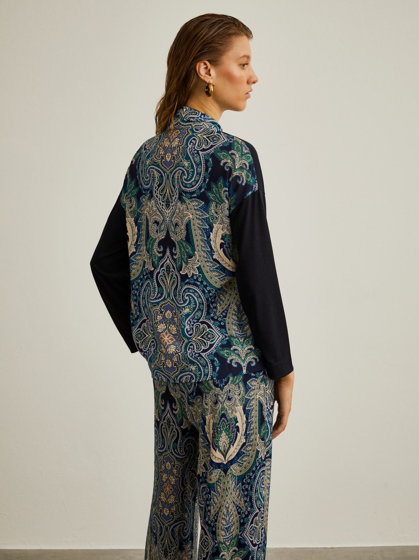 Camisola de malha combinada