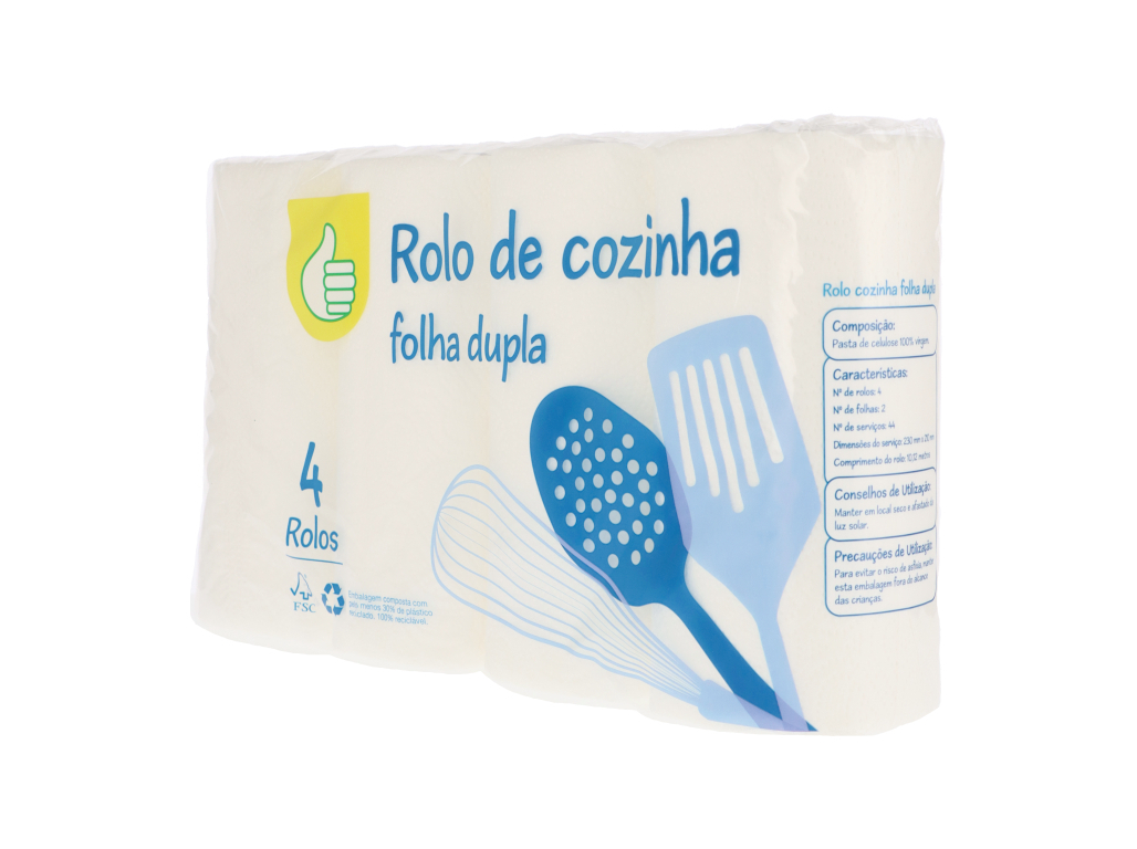 ROLO COZINHA POLEGAR FOLHA DUPLA 4 ROLOS