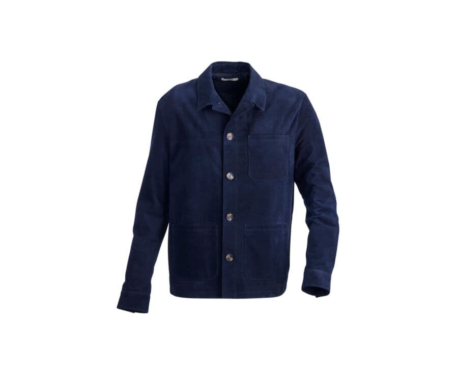 Veste en cuir daim homme Marine - FAUSTIN
