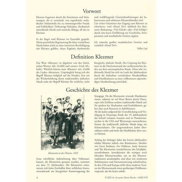 Acoustic Music Books Mazel Tov Klezmer Gitarre