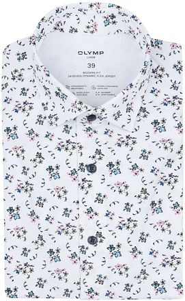 OLYMP Luxor Overhemd 24/Seven Print Wit 133674-00 kopen
