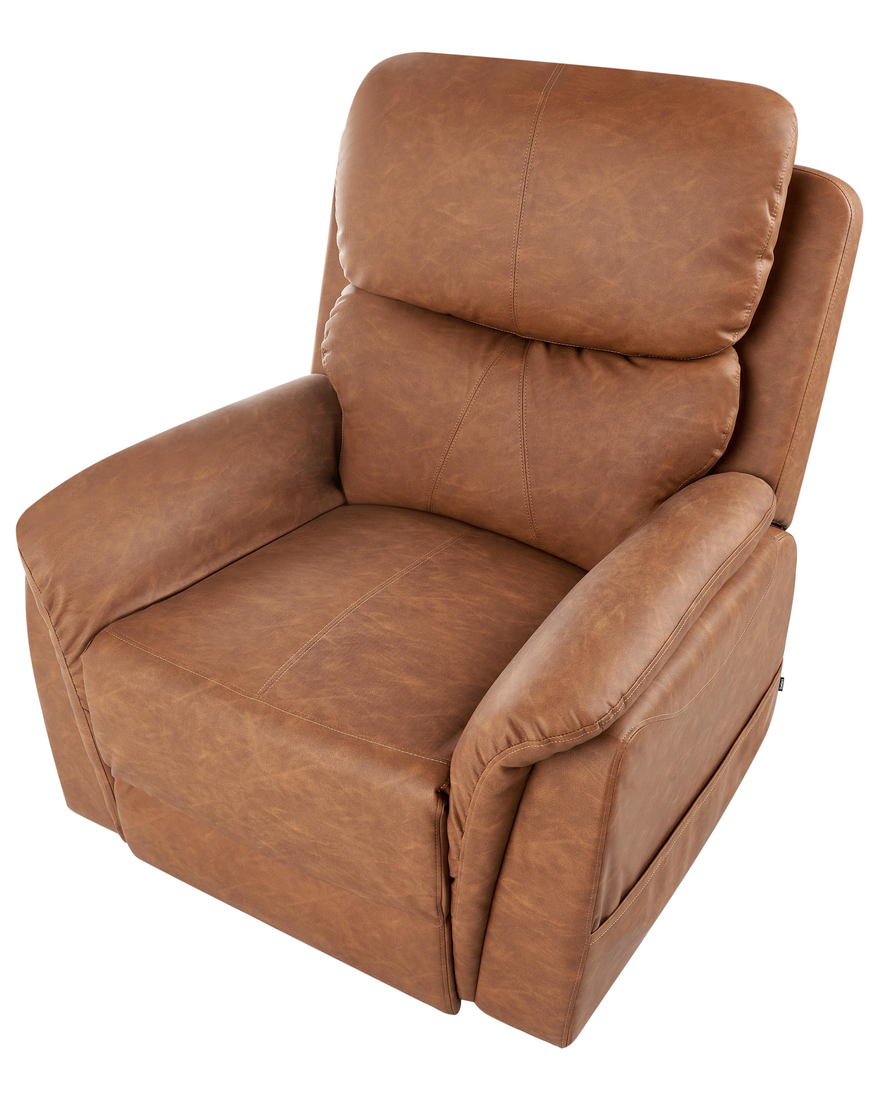 Elektrische relaxfauteuil GLORIE massagefunctie Kunstleer Bruin