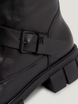 Botas de couro para motociclista com meia sola