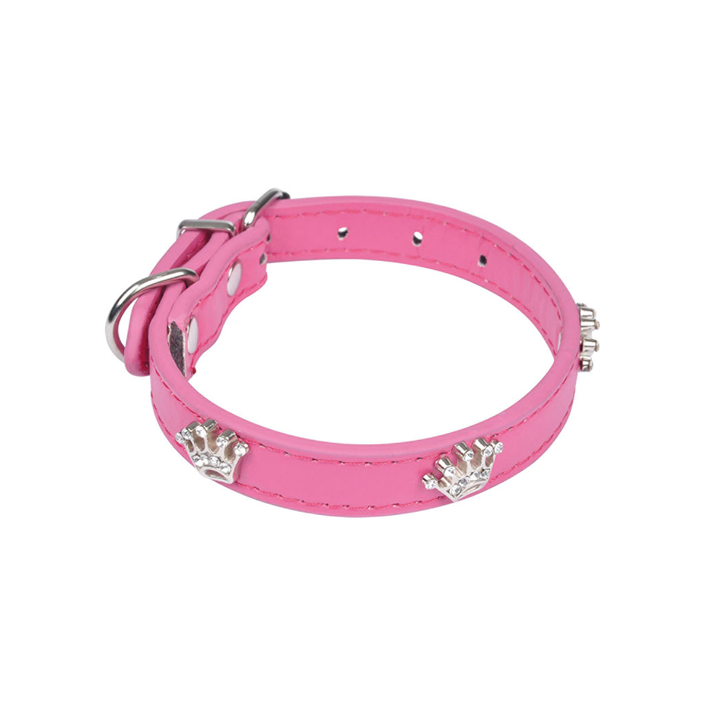 Collier chien couronne rose 35cm