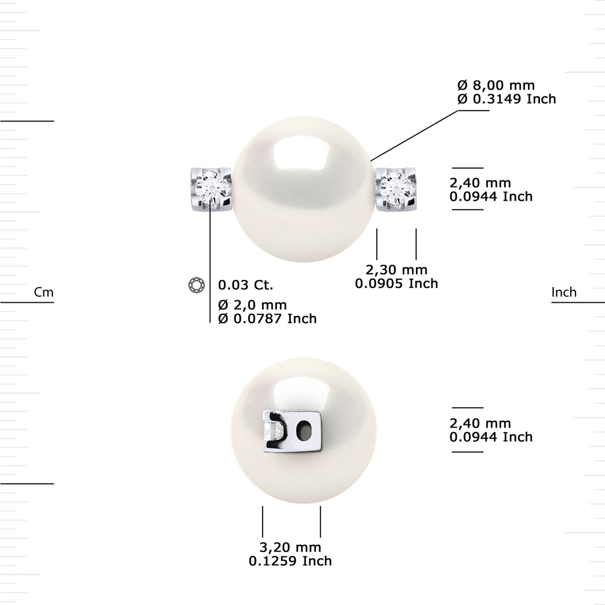 Bracelet Diamant Naturel 0,060 Cts et Perle de Culture Ronde 8-9 mm  Nylon Rouge Argent 925