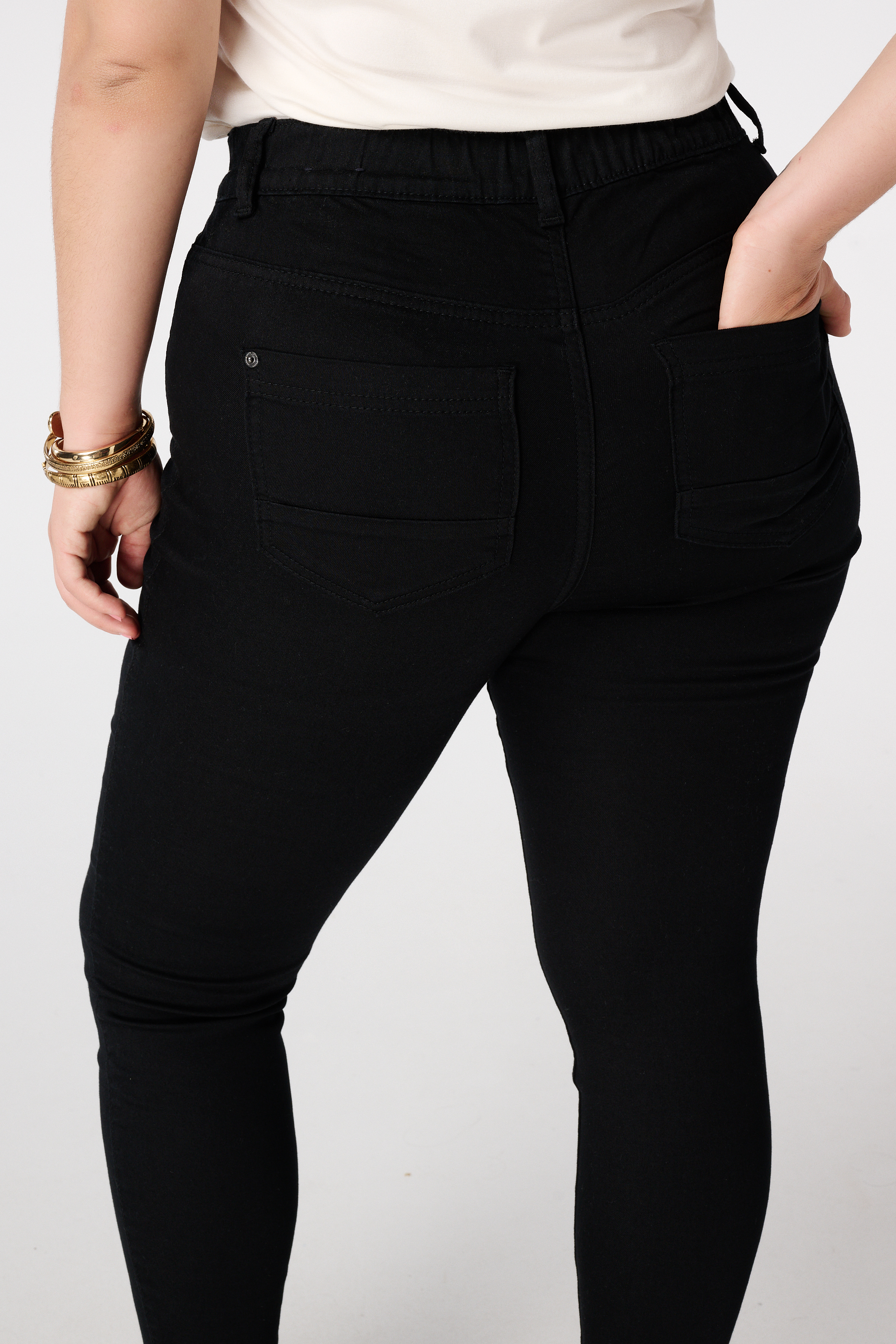 Tregging met denim look Zwart