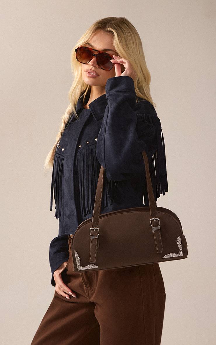 Chocolat Sac À Bandoulière Western En Synthétique