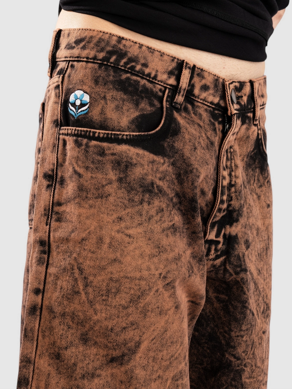 Blue Flowers Evolve - Eco Shorts brown wash