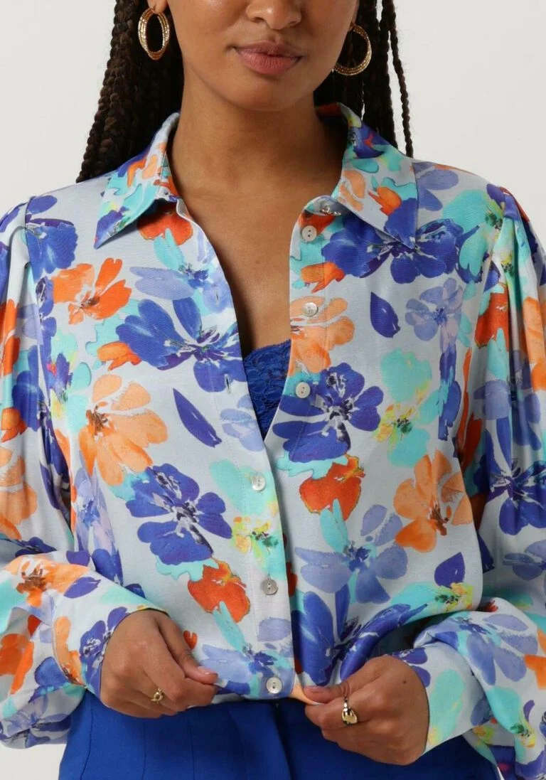 JANSEN AMSTERDAM roest jansen amsterdam blouse wp764 printed blouse long puffed sleeve