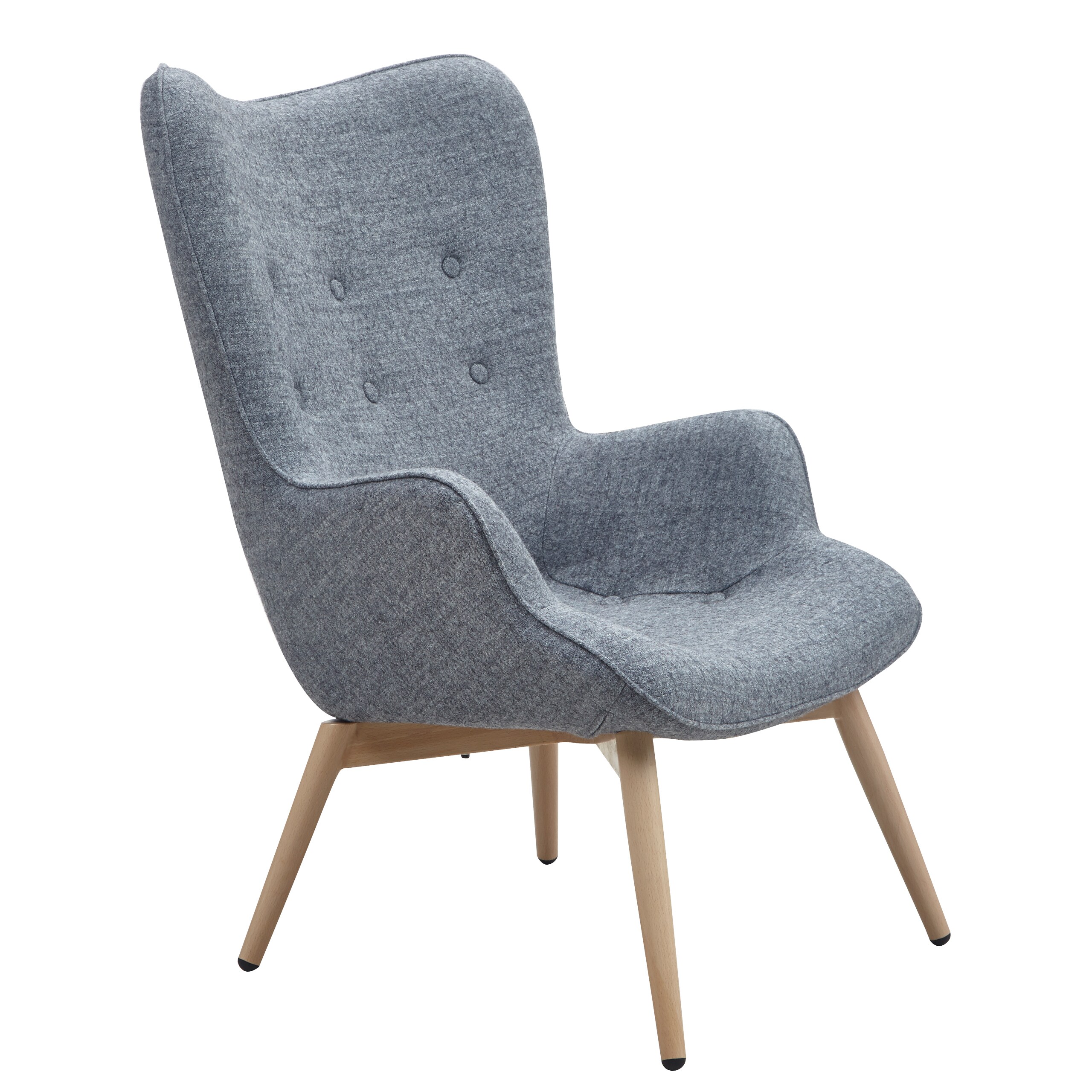 Sessel grau Webstoff Relaxsessel Polstersessel Ohrensessel Loungesessel