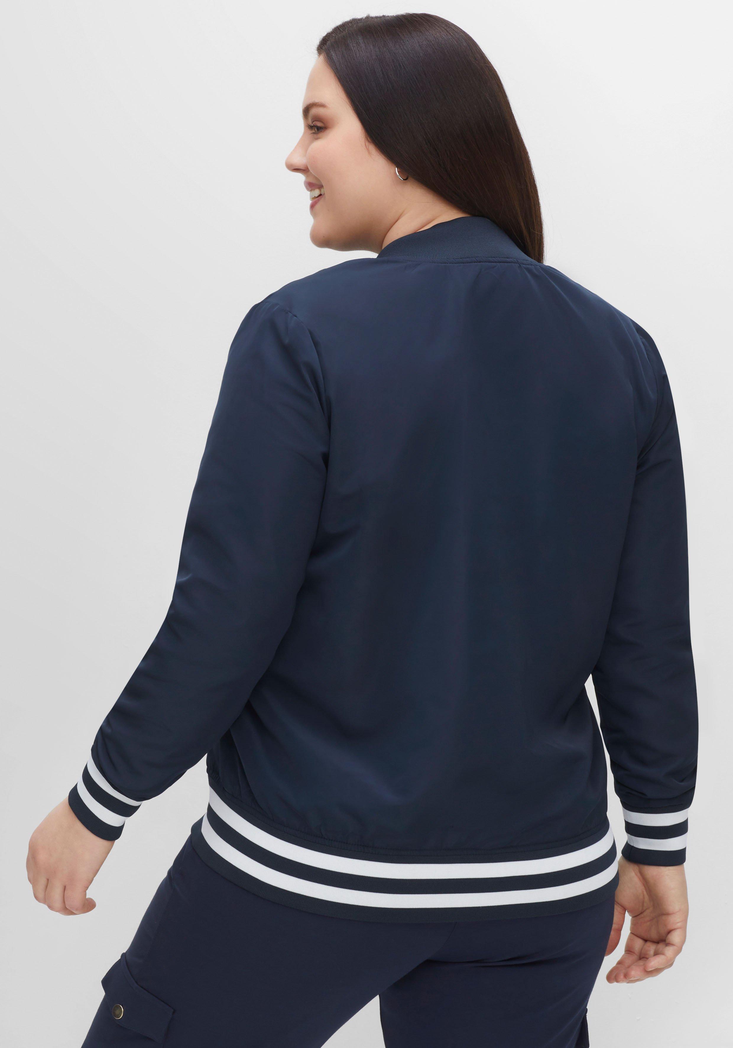 Blouson im College-Look mit Brust-Patch und Ringeln