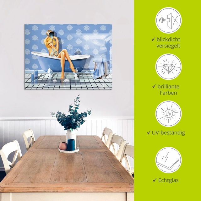 Artland Glasbild »Das sexy blaue Badezimmer« Frau 1 Stk. tlg. in verschiedenen Grössen