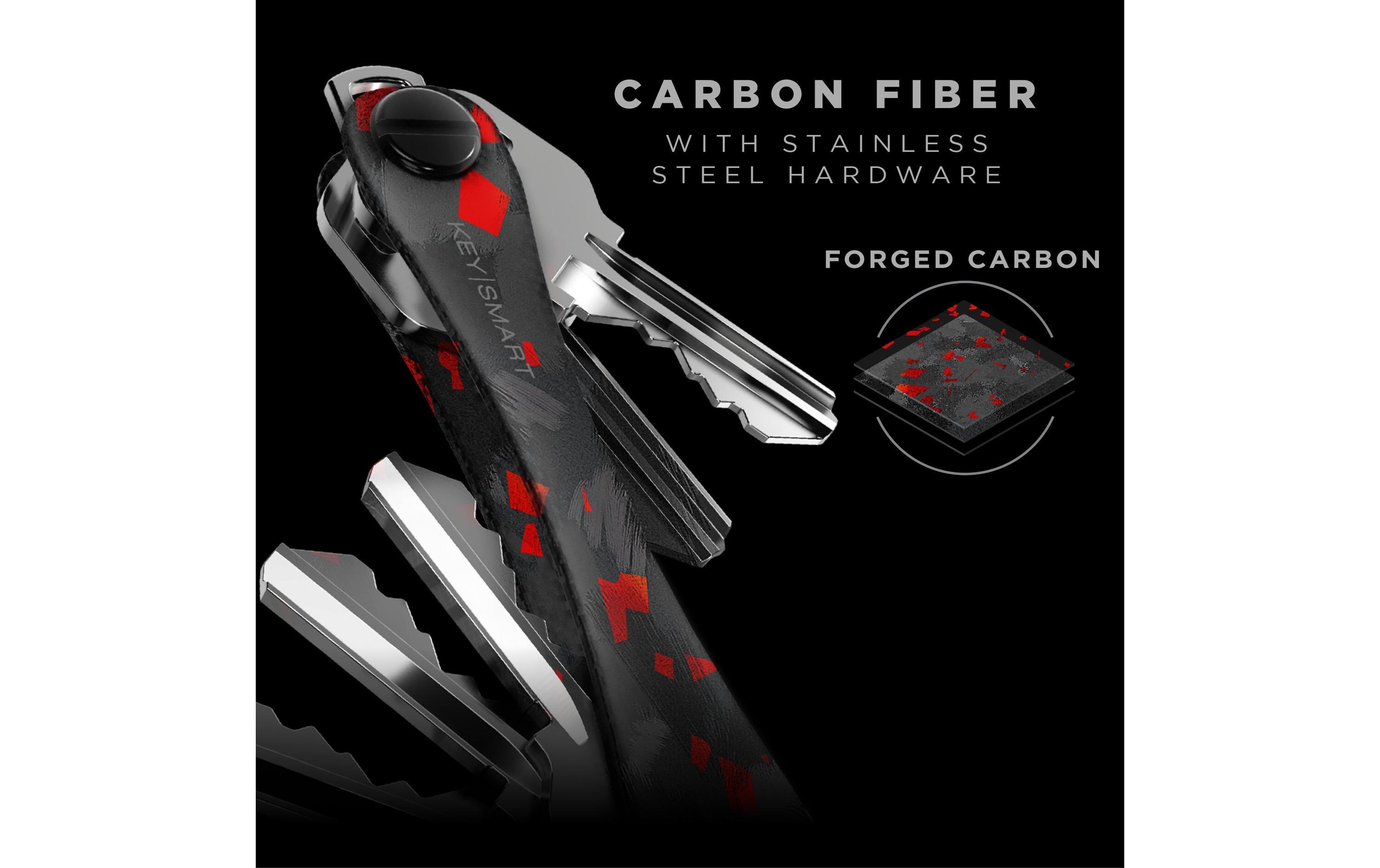 Red Forged Carbon, Schwarz / RotKompakter Schlüssel Organizer