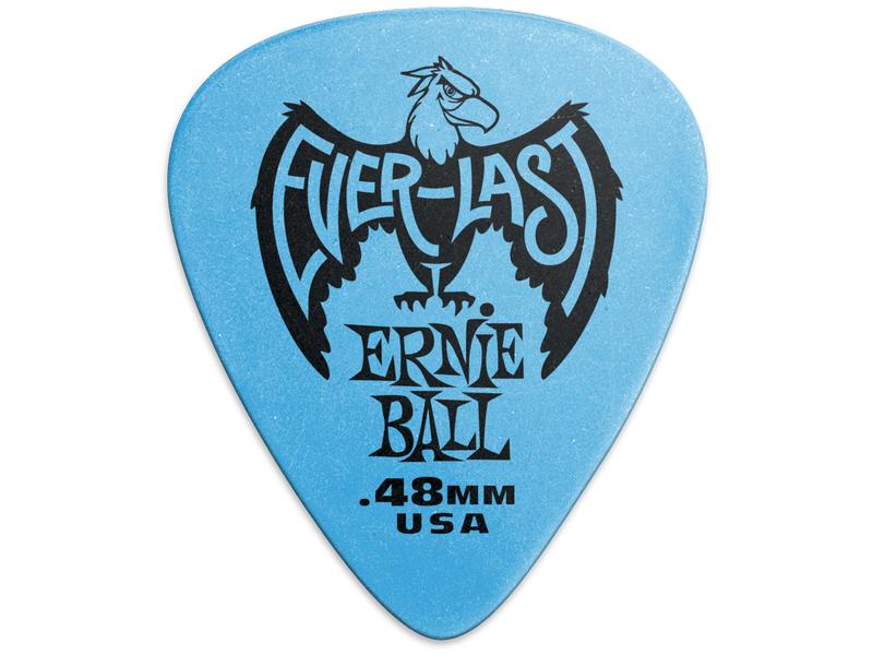 Ernie Ball Blue Everlast Picks 0.48 mm – 12er Pack Delrin-Plektren mit einer sicheren, rutschfesten Oberfläche