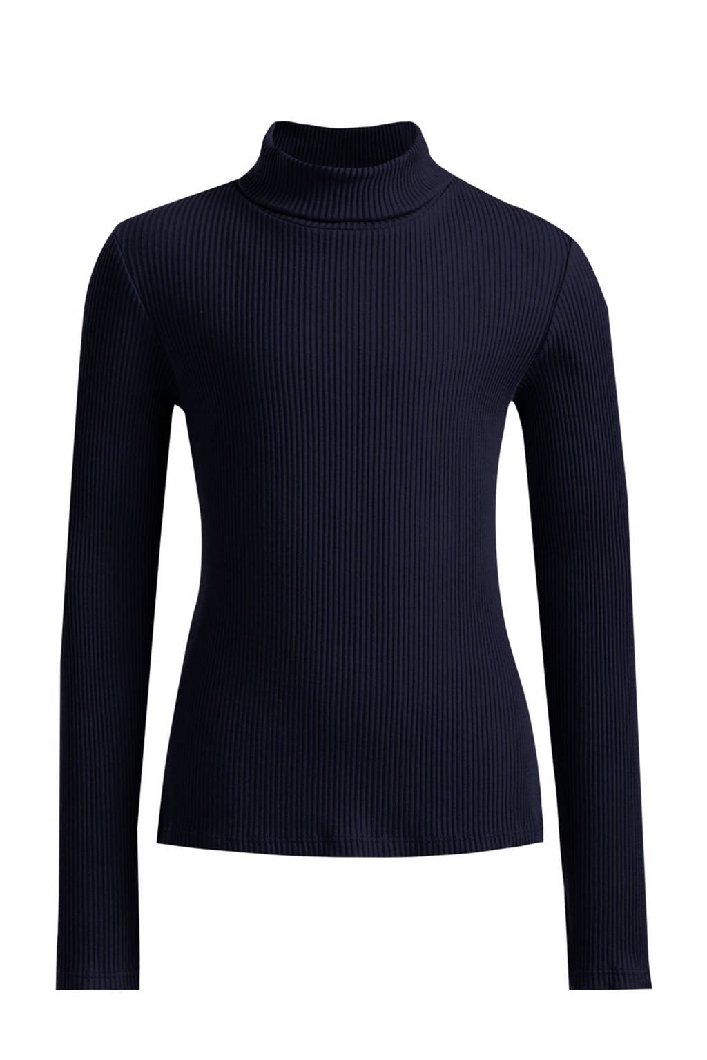 WE Fashion ribgebreide longsleeve donkerblauw