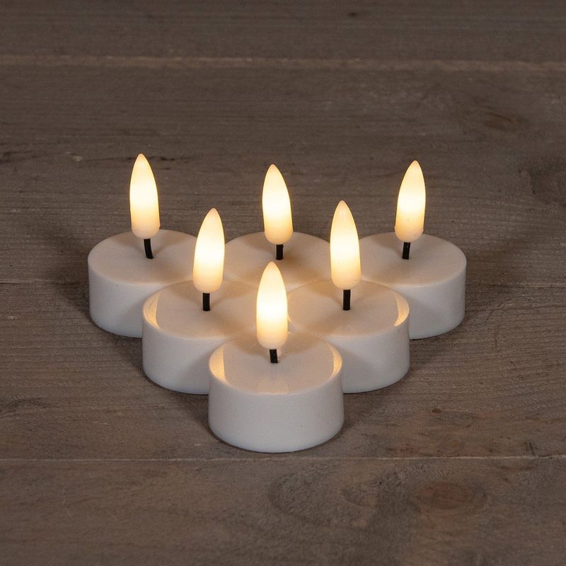 Anna's Collection LED theelichtjes/waxinelichtjes - 6x st - wit - D3,5 x H1,5 cm