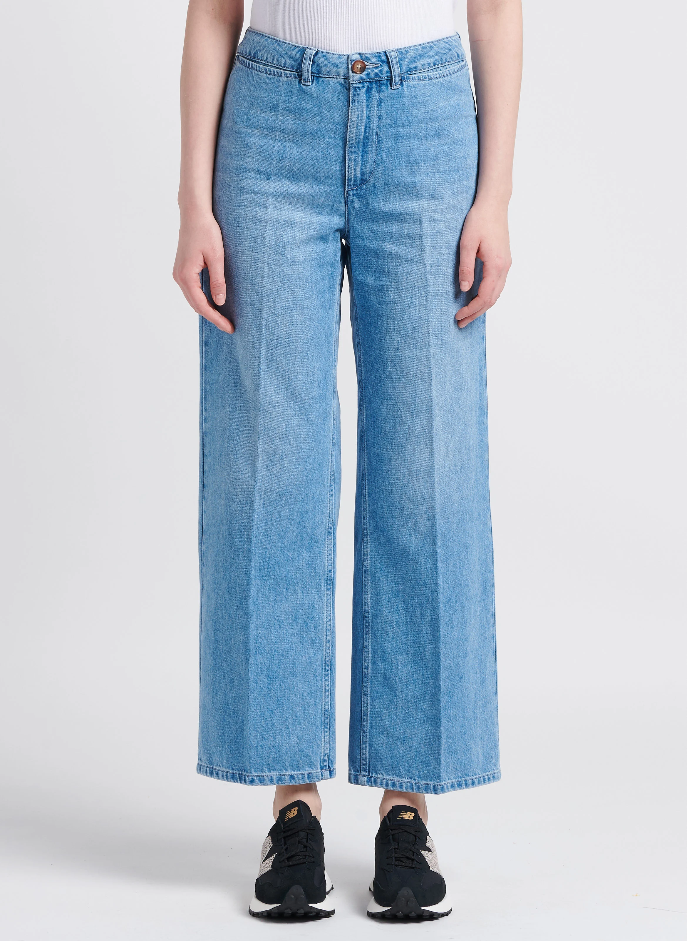 SWANN - Jean droit large taille haute| Bleu